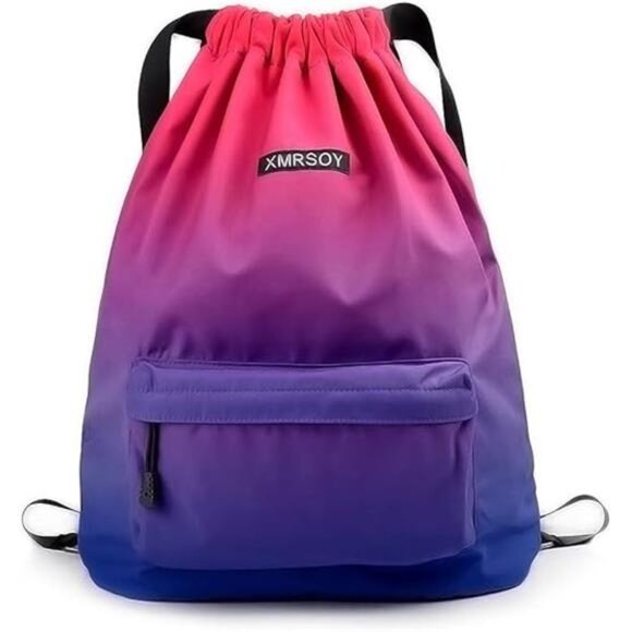 Gym Drawstring Backpack Water Resistant StringBag Nylon Cinch Sport Bag Sackpack - Picture 7 of 7